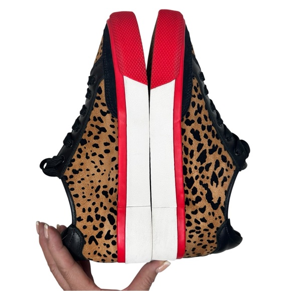 Rag & Bone Army Cheetah Leather Sneakers SZ 37 Shoes Brown Black Red - Picture 7 of 14